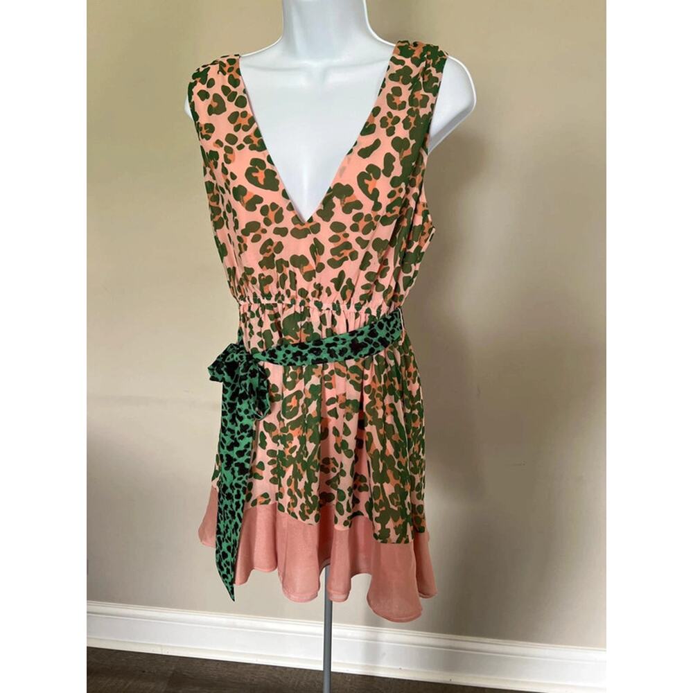 YOHERS pink and green leopard print Medium dress